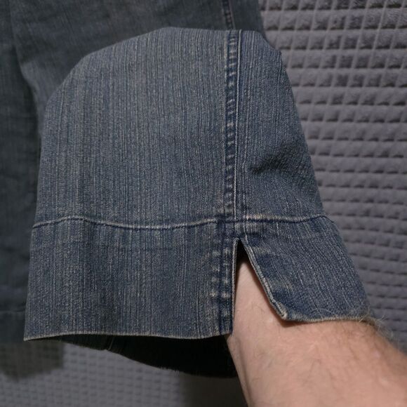 Y2K Denim Jacket Capris Set Sz8 Med Chico Design Grunge Flare Jean Stretch Waist - Picture 15 of 16